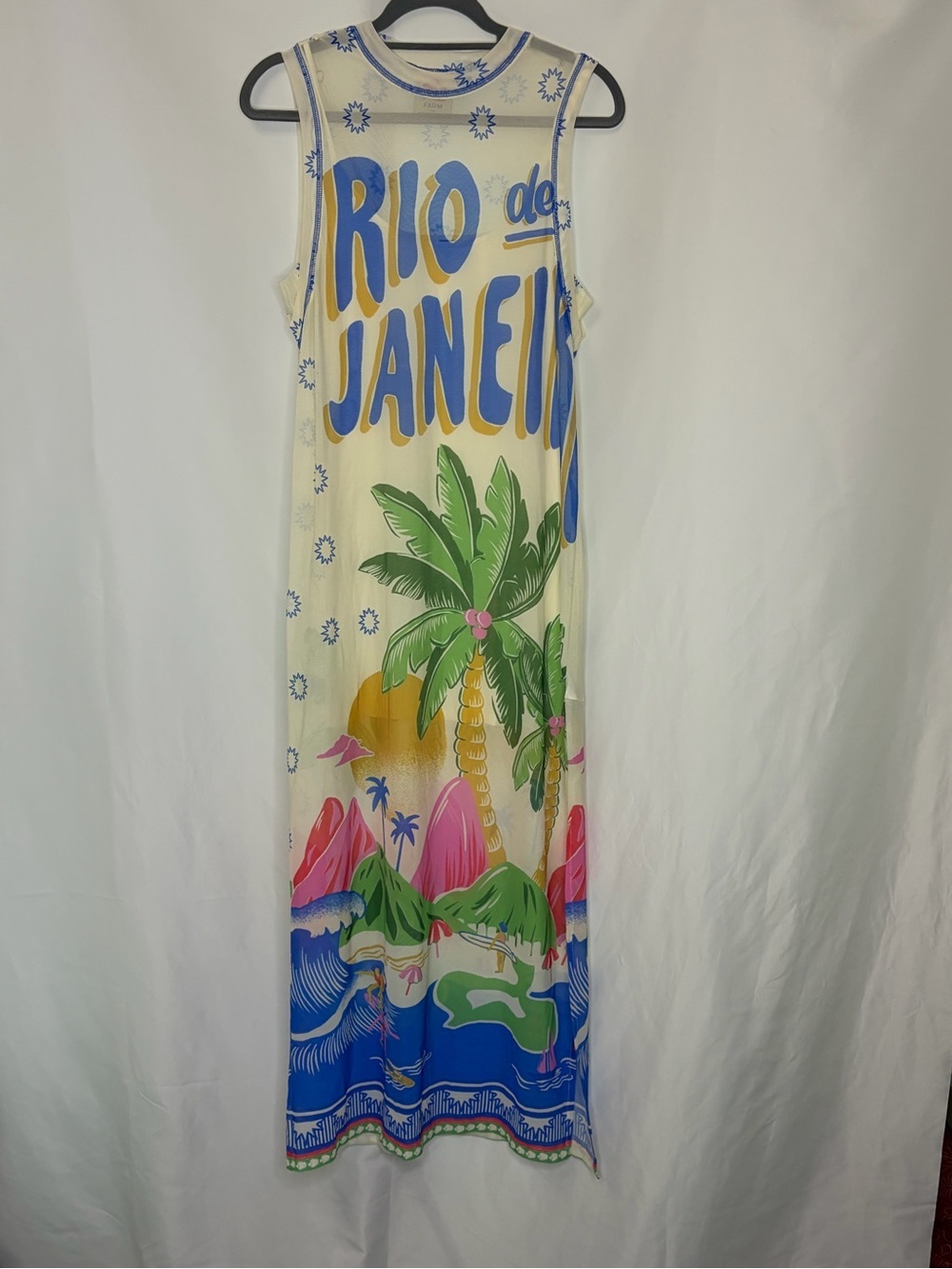 Farm Rio for Anthropologie Rio de Janeiro Mesh Maxi Dress Size Small Tropical - Picture 4 of 10